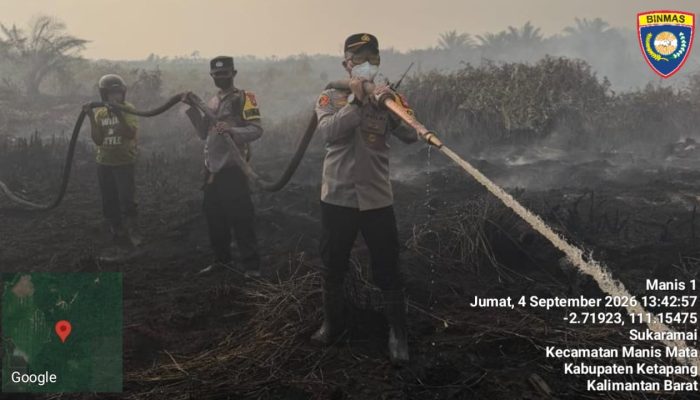 Deteksi Titik Hotspot, Polsek Manis Mata Gerak Cepat Groundcheck dan Padamkan Karhutla di Sukaramai