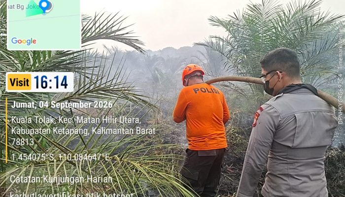 Angin Kencang dan Minim Air, Polsek MHU Bersama Tim Gabungan Berjibaku Padamkan Karhutla di Laman Satong